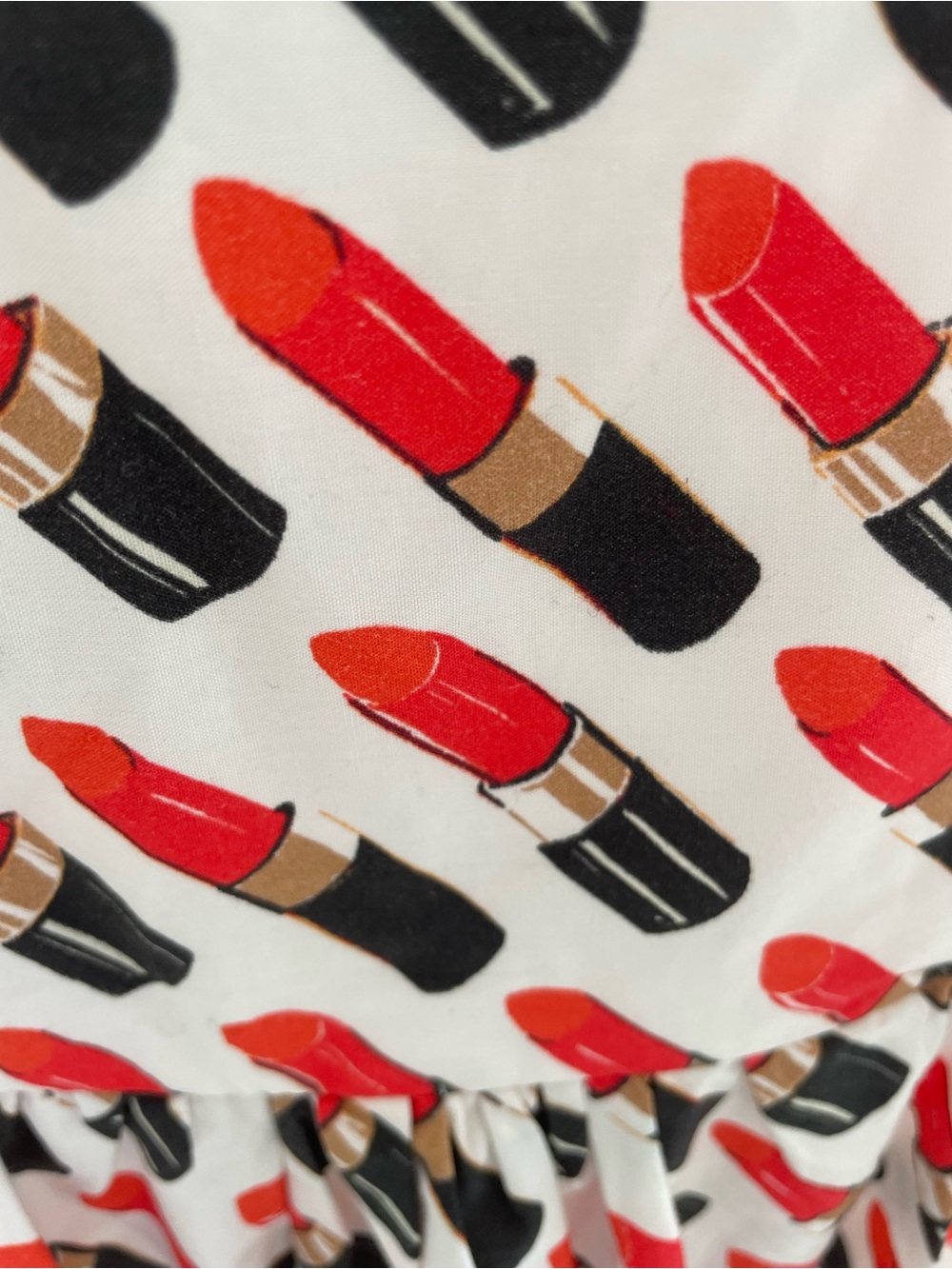 Anthropologie Cream Midi Dress with Red & Black Pattern - Picture 3 of 6